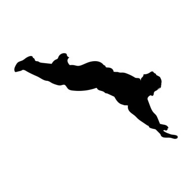 Beyaz arka planda topu olan bir adamın silueti.