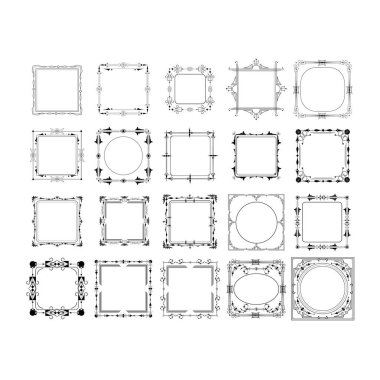 Bir dizi vektör çerçevesi. el çizimi biçim.