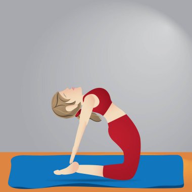 Yoga yapan kız renk vektörü çizimi yapıyor