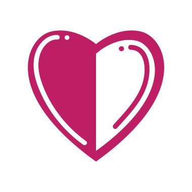 Karikatür tarzında bir kalp ikonu beyaz arkaplanda izole edilmiş. aşk sembolü illüstrasyonu