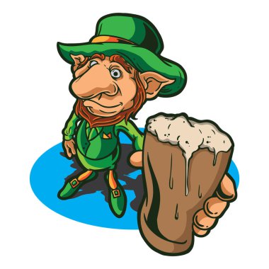 Çizgi film cücesi sakallı ve şapkalı.