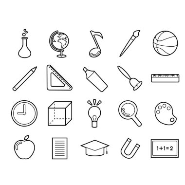 Okul ve eğitim ikonları ayarlandı. vektör illüstrasyonu