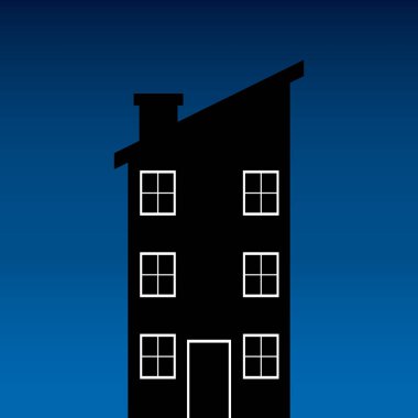 Tuğla çatılı bir evin siyah silueti