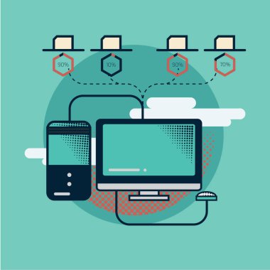 Sosyal medyanın modern düz tasarım konseptinin vektör çizimi