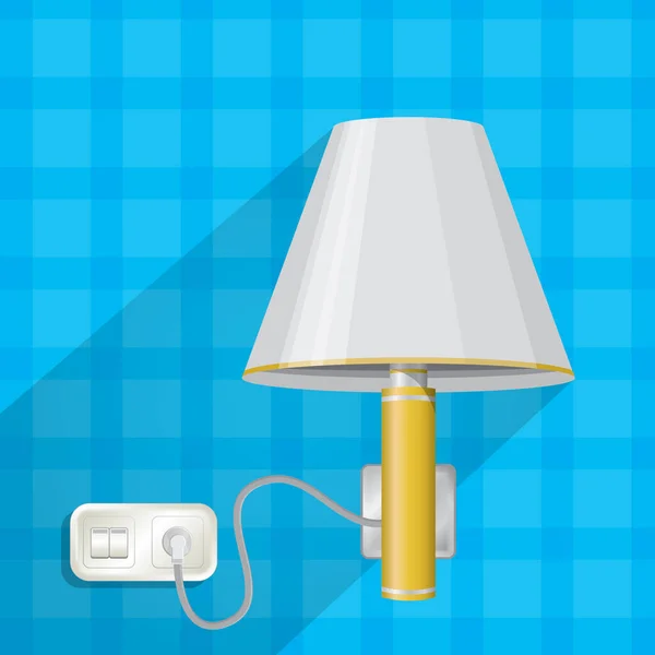 Lampa Ikon Platt Stil Blå Bakgrund — Stock vektor
