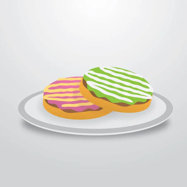 Vektor Illustration Von Donut Mit Einer Scheibe Brot — Stockvektor