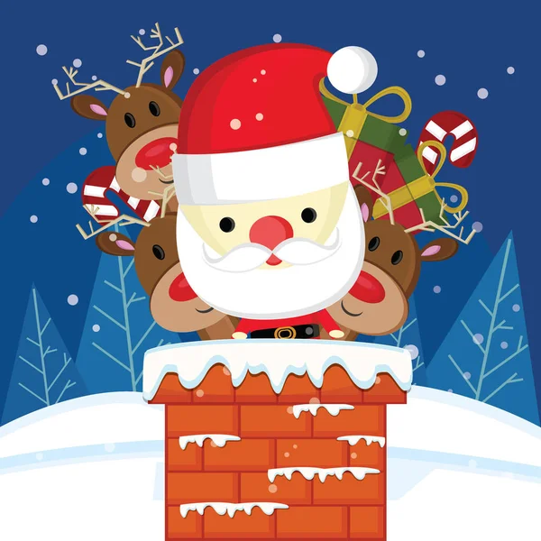 Vector Ilustración Dibujos Animados Santa Claus Con Regalos Navidad — Vector de stock