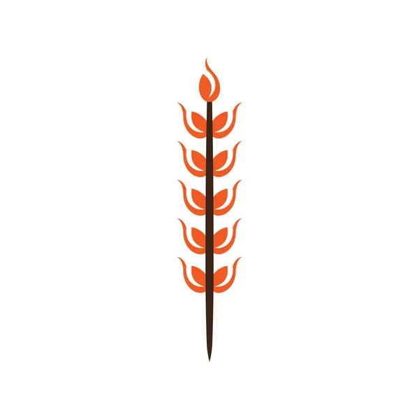 白を基調とした平面状の小麦のアイコン 自然シンボルベクトルイラスト — ストックベクタ