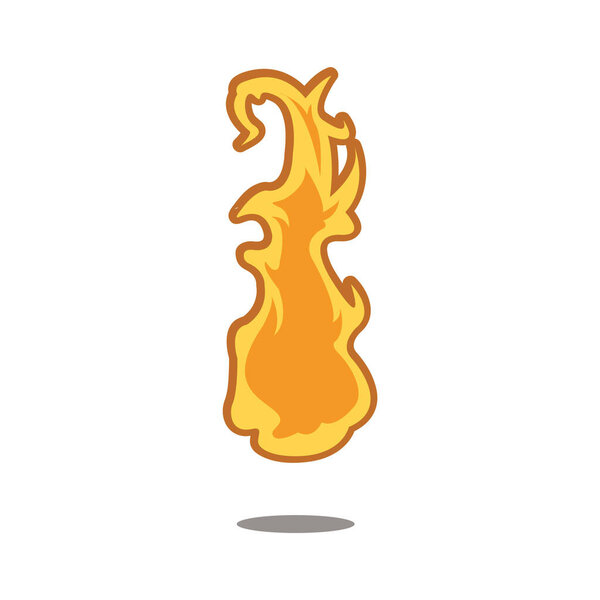 fire icon in cartoon style isolated on white background. letter f symbol vector illustration
