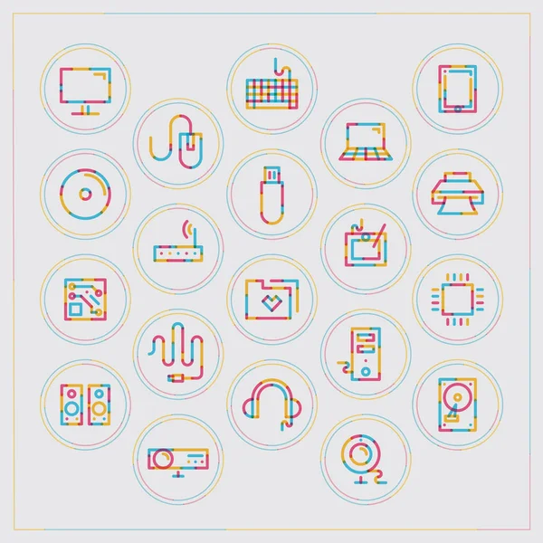 Vector Conjunto Iconos Ordenador — Archivo Imágenes Vectoriales