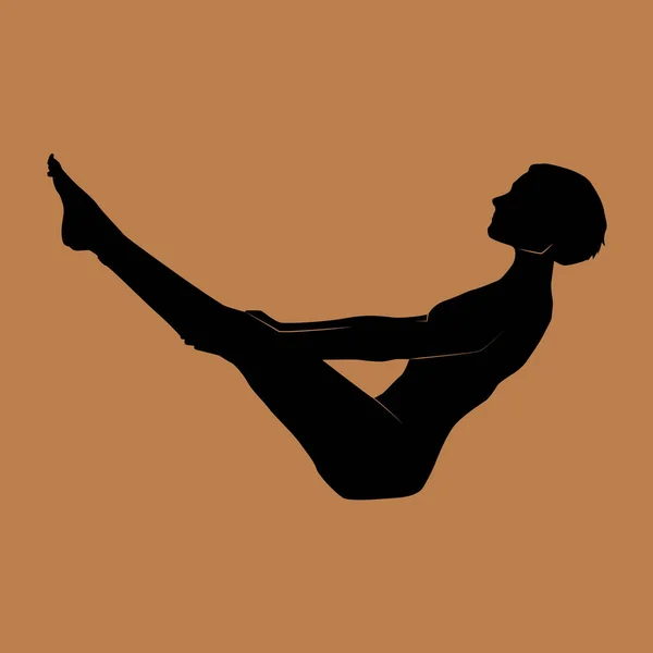 ヨガの練習をしている女性のシルエット — ストックベクタ