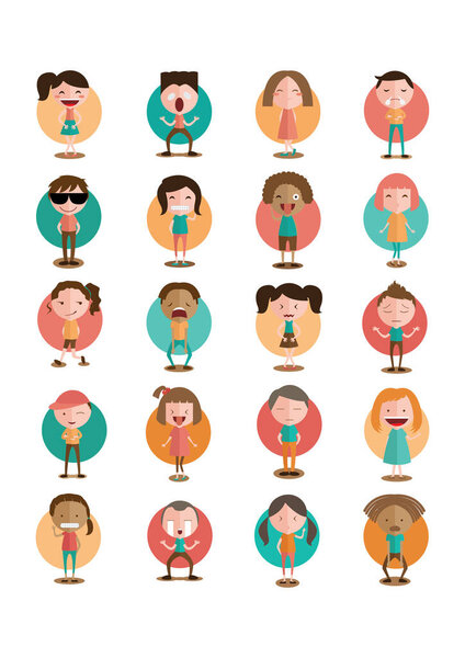 set of avatar icons in cartoon style. big collection of different styles vector symbol stock
