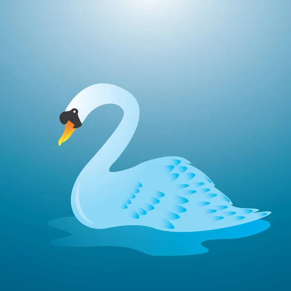 Ilustração Vetorial Cisnes Azuis Cisne Fundo Das Nuvens — Vetor de Stock