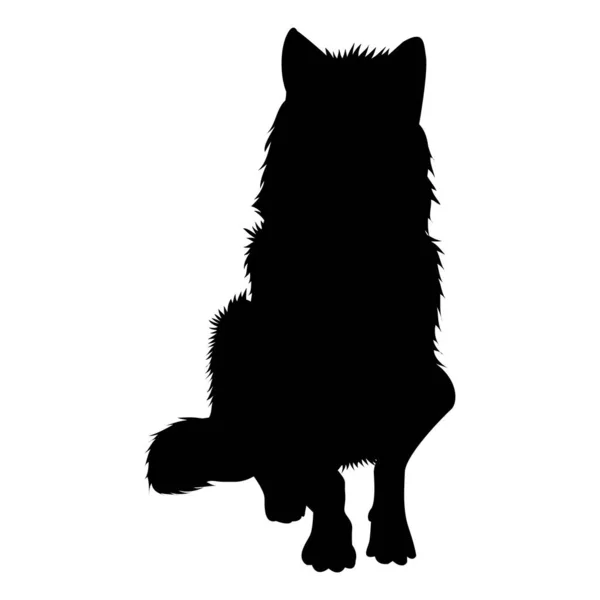 Schwarze Silhouette Einer Katze Mit Rotem Band — Stockvektor