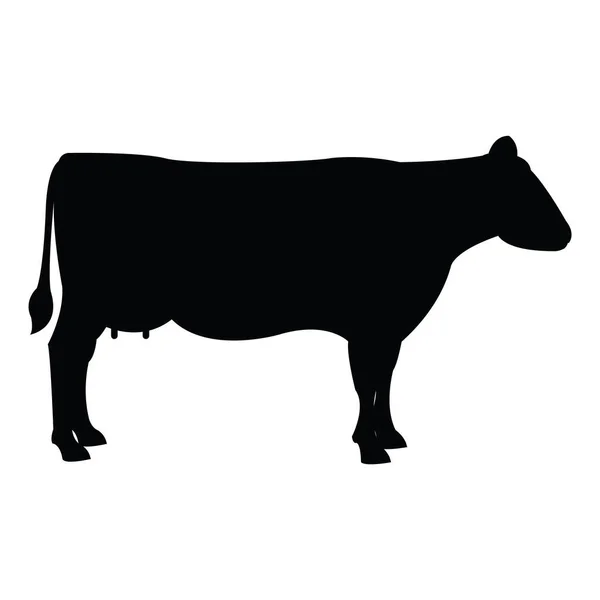 Σιλουέτα Αγελάδας Που Απομονώνεται Λευκό Φόντο — Διανυσματικό Αρχείο