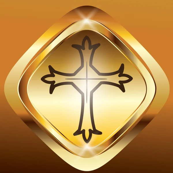 golden christian religious symbol on a yellow background