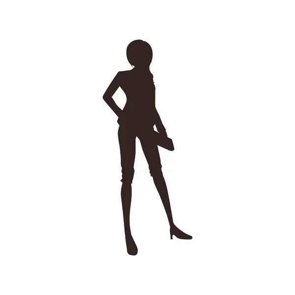 Silhouette Une Femme Robe Noire — Image vectorielle