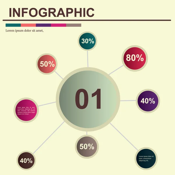 Ilustração Vetorial Colorida Para Tema Negócios Modelo Infográfico Moderno — Vetor de Stock