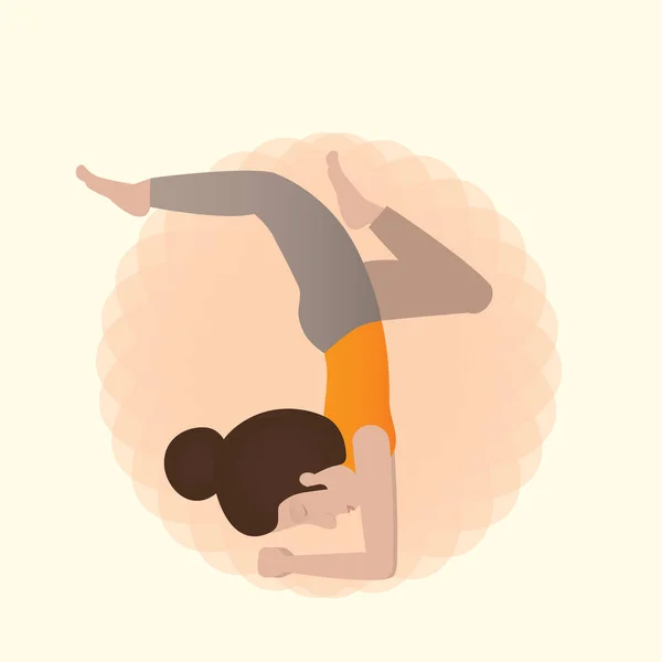 Mädchen Praktizieren Yoga Farbvektor Illustration — Stockvektor