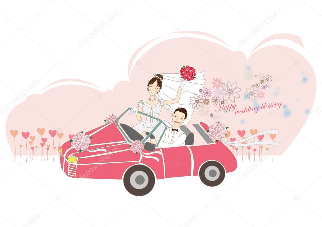 wedding couple in love on a white background