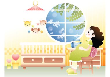 Oyuncak ayıyla aynı odada uyuyan bir kızın resmi.