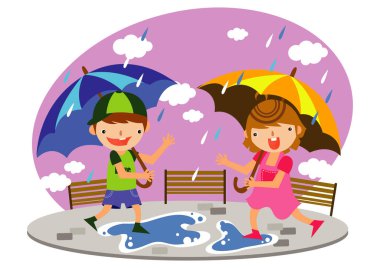 Çocukların çizgi film karakterlerinin vektör çizimi