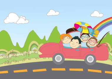 Çocukların çizgi film karakterlerinin vektör çizimi