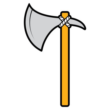 Beyaz arkaplanda izole edilmiş balta simgesi. Testere değirmeni sembolü çizimi.