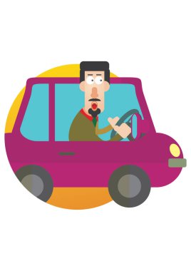 Araba süren bir adam.