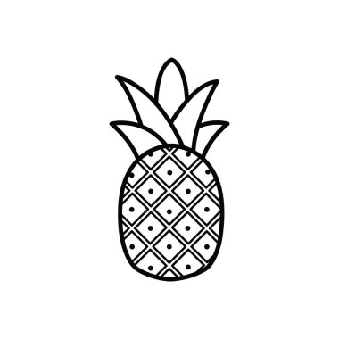 vektör, siyah ve beyaz çizgi film ananasları açık arkaplanda