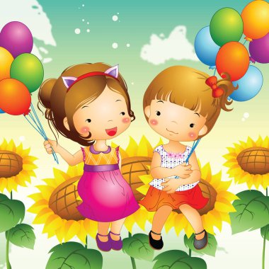 Tarlada bir kızla bir oğlanın resmi.