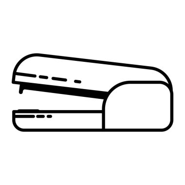 Beyaz arkaplanda siyah bir tost makinesi simgesi var. kayak sembolü vektör illüstrasyonu.