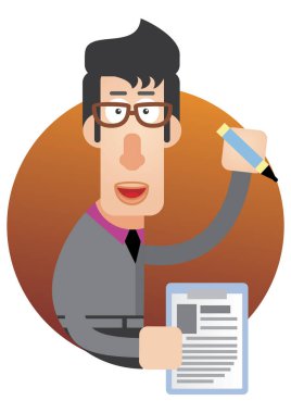 Dizüstü bilgisayarı ve gazetesi olan bir iş adamı.