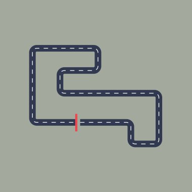 Kavisli yol simgesinin vektör illüstrasyonu