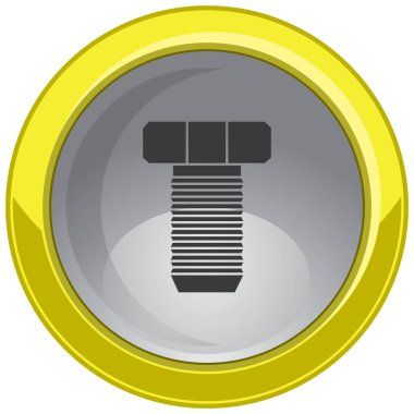 Beyaz arkaplan vektör illüstrasyonunda izole edilmiş siyah çemberde vida simgesi