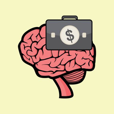 Dolar işareti vektör illüstrasyonlu insan beyni