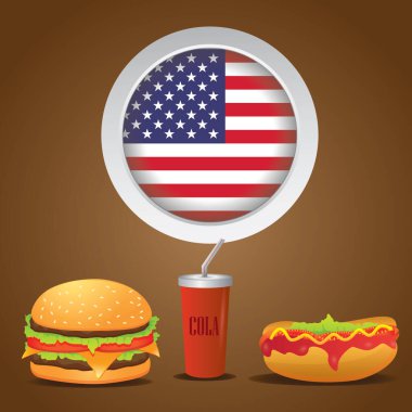 Ulusal sembollü Amerikan teması için renkli vektör illüstrasyonu