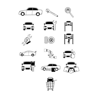 araba servisi vektör illüstrasyonu