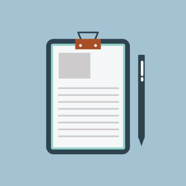 Kalem ve kağıt simgesi olan pano