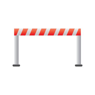 Beyaz arkaplanda siyah renkli trafik bariyeri simgesi var. inşaat sembolü çizimi.