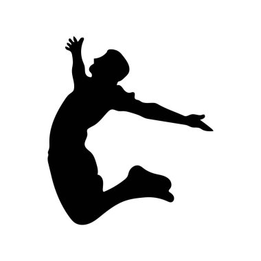 Beyaz arka planda bir adamın silüeti.