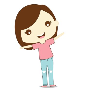 Sevimli küçük kız karakter vektör çizimi tasarımı