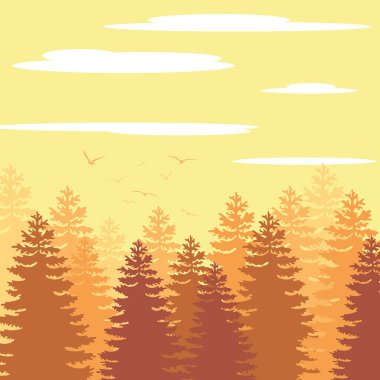 Bir dağ manzarasının vektör çizimi