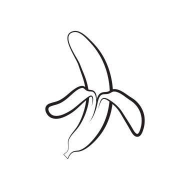 Beyaz arkaplanda izole edilmiş siyah renkli muz simgesi. bitki sembolü çizimi