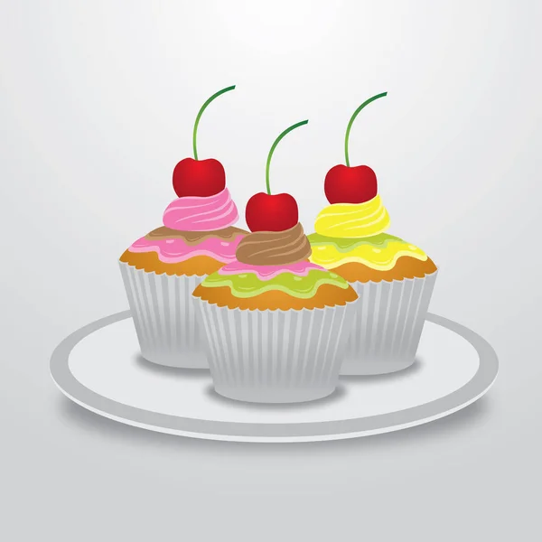 Ilustração Vetorial Cupcake Saboroso — Vetor de Stock