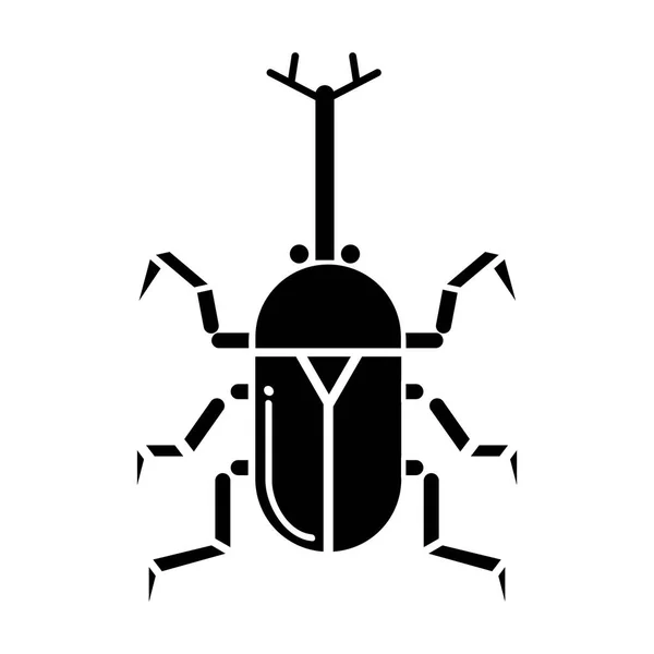Bugg Ikon Svart Stil Isolerad Vit Bakgrund Insektssymbol Vektor Illustration — Stock vektor