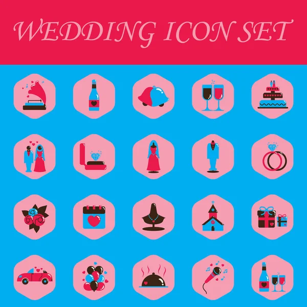 Hochzeitseinladungskarte Mit Icons Set — Stockvektor