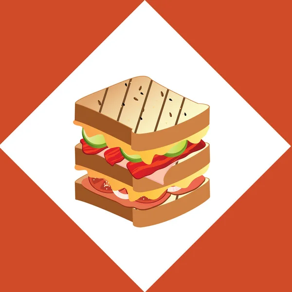 Sandwich Mit Käse Und Tomaten — Stockvektor