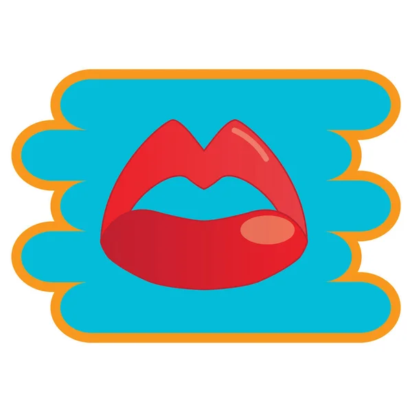 Vector Red Lips Icon White Background — Stock Vector