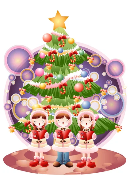 雪男とモミのガラスのクリスマスツリー — ストックベクタ